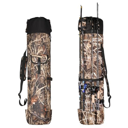 Fishing Rod Bag Fishing Rod Case, Durable Folding 900D Oxford Fabric Portable Large Capacity Waterproof, Fishing Gifts for Men Boys - color: Camouflage
