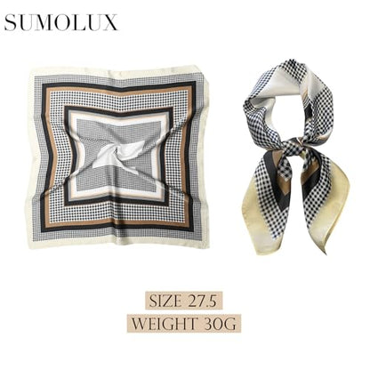 Sumolux Head Hair Scarf for Women Like Satin Silk Scarf Bandana Hair Wrapping Night Large Square Scarves 27.5" - color: Black Square