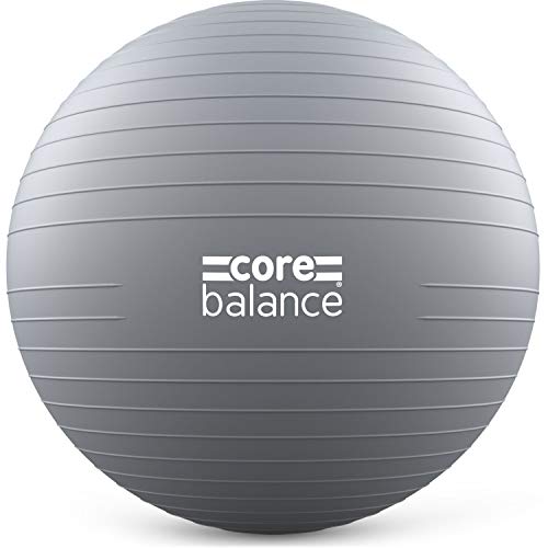 Core Balance Exercise Ball, Stability Ball for Yoga, Pilates and Fitness, Gym Ball for Home Gym and Office Chair, Training, Physical Therapy, Anti Burst, Pump Included, 55cm 65cm 75cm 85cm - color: Grey, size: XL (27–30in | 68–75cm)