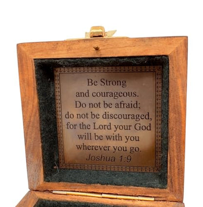 Engraved Personalized Inscription Antique Brass Compass Engraved with Leather Case Son Mom Children Gift Baptism Birthday Easter Decor - style: Josua 1:9 -11 Engraved with Holy CROSS