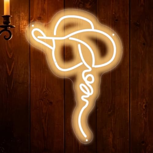 Cowgirl Hat Neon Sign Western Rodeo Rustic Bar Bedroom Decor-17.7"x12.8" - color: Western Art Cowgirl