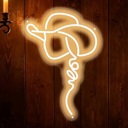 Cowgirl Hat Neon Sign Western Rodeo Rustic Bar Bedroom Decor-17.7"x12.8" - color: Western Art Cowgirl