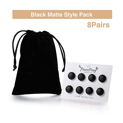 8 Pairs Premium Strong Hijab Magnets, Professional No-Snag Multi-Use Magnetic Pins, Matte Black Pack - color: Black Matte packs