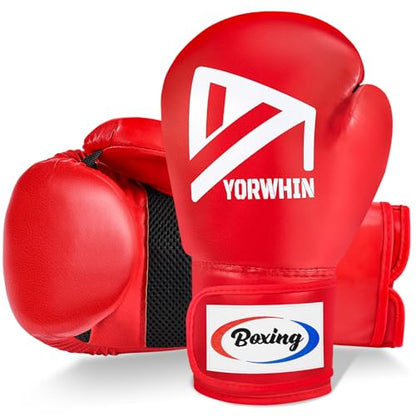 Boxing Gloves for Men Women, Training Sparring Boxing Gloves, Heavy Punching Bag Workout Gloves for Boxing Kickboxing Muay Thai Mixed Martial Arts MMA Training - color: Red
