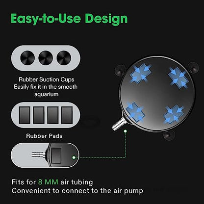 VIVOSUN Air Stone Disc 8 x 8 Inch with Shell and Sucker for Aquarium, Fish Tank and Hydroponics Air Pump (Pack of 2) - size: 8 inch-Round (Pack of 2)