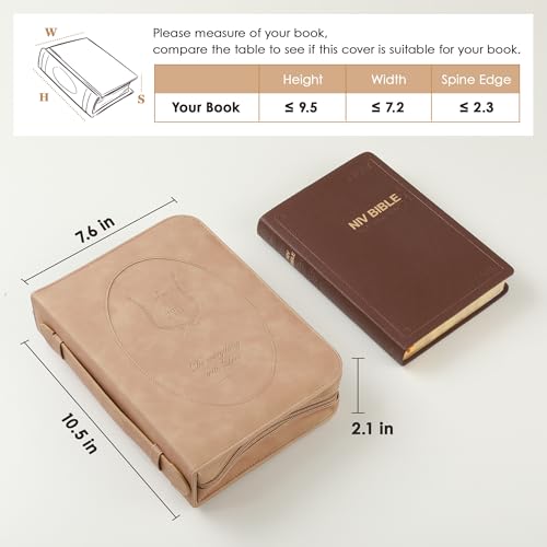 Leather Bible Cover for Women, Floral Bible Case with Handle, Light Brown | Bible Study, Church, Journaling & Travel - color: Light Brown