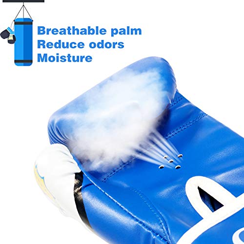CKE Boxing Gloves for Kids Ages 5-12, Beginner Punch Bag Training Gloves | Youth boxing gloves and kids boxing gloves for boys and girls, ideal for beginner practice, punching drills and training - color: BLUE