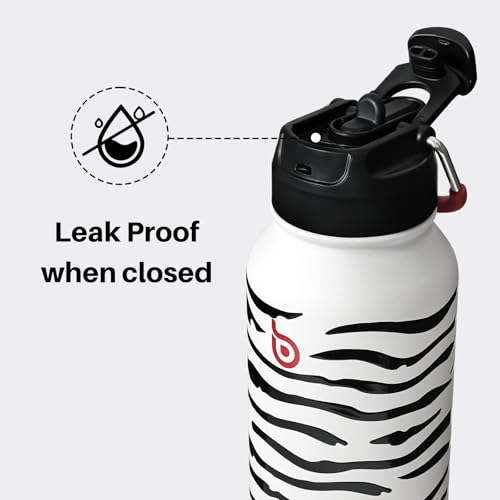 BOTTLE BOTTLE 32oz Insulated Water Bottle with Pill Box | Stainless Steel,Sport Water Bottle, with Straw Dual-use Lid and Pill Box, Design for Gym - color: Zebra Stripe