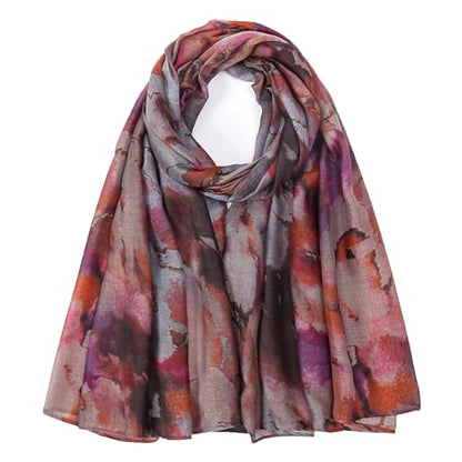 Hijab Scarf for Women Fashion Printed Modal Hijab Head Wrap Scarves Lightweight Long Scarf Shawls - color: Watercolor a
