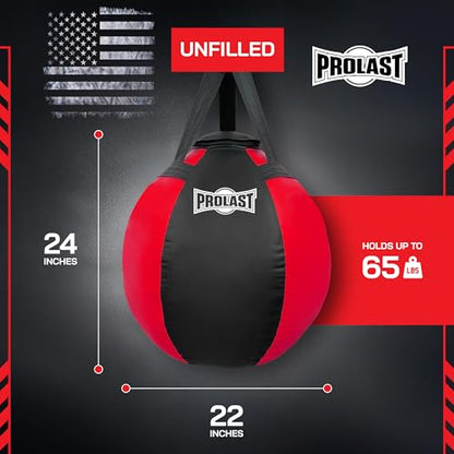 Wrecking Ball Heavy Punching Bag for Adults, Hook and Uppercut, Body Snatcher, Boxing, MMA, Muay Thai, 65 lbs, Classic - color: Red / Black, style: Unfilled
