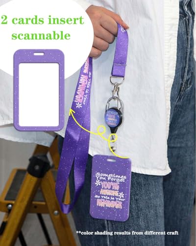 Purple Lanyard Badge Holder Retractable Reel Clip for Women Girls Lanyards for ID Badges Keychain Keys - color: You're Awesome