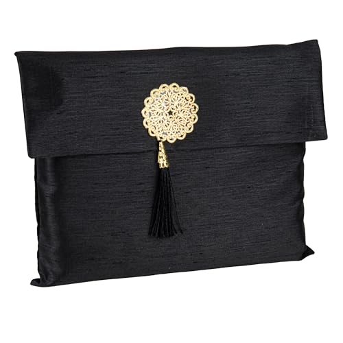 Modefa Islamic Prayer Mat Muslim Gifts - Thin Travel Muslim Prayer Rug in Taffeta Gift Bag with Tasbih Beads Prayer Matt Islam - Chenille Turkish Praying Carpet - Ramadan Gifts (Black) - color: Black