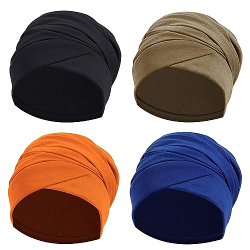 Turban Head Wrap Scarf,African Women' Soft Long Scarf Shawl Hair Bohemian Headwrap Stretch Headband Tie - color: Set 3-black+orange+royal Blue+khaki