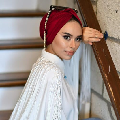 para life Knot Turbans for Women, Breathable Instant Turban|Standard Size Cotton|Pre-tied Scarf, Hijab Cap&Undercap - color: Scarlet