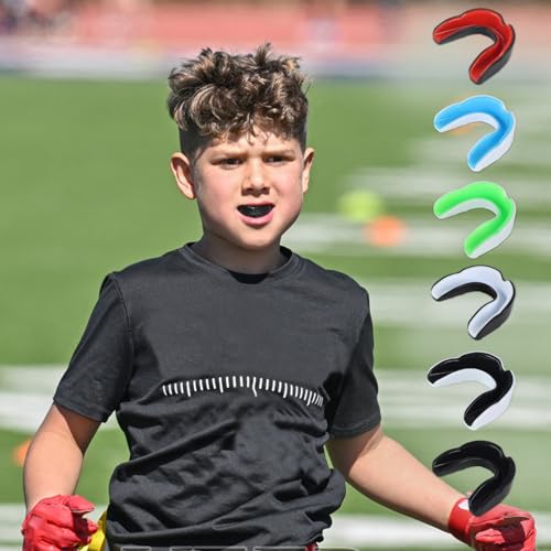 6 Pack Sports Mouthguard, Kids & Youth Mouth Guard with Case for Boxing, MMA, Hockey, Soccer, Basketball, Size S - size: Small (Under 7 Year old)
