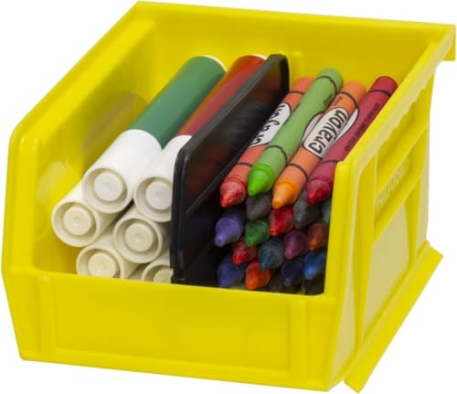 Akro-Mils 30210 AkroBins Plastic Storage Bins, 5"x4"x3", Yellow, 24-Pack | Space-Saving Stackable Bins for Garage, Pantry, Craft Organization - color: Yellow