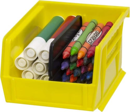Akro-Mils 30210 AkroBins Plastic Storage Bins, 5"x4"x3", Yellow, 24-Pack | Space-Saving Stackable Bins for Garage, Pantry, Craft Organization - color: Yellow