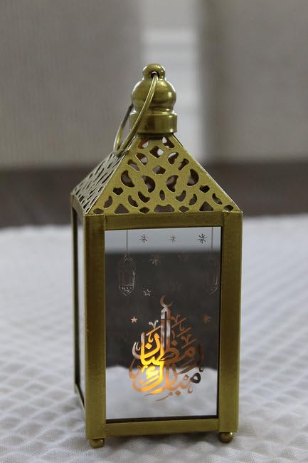 Ramadan Nights Allahuma Balighna Lantern for Home Festive Season - Lights for Eid, Ramzan, Hajj, Allah Muslim Happy New Year Occasion Iron Metal Quality Mirror Glass Decoratives