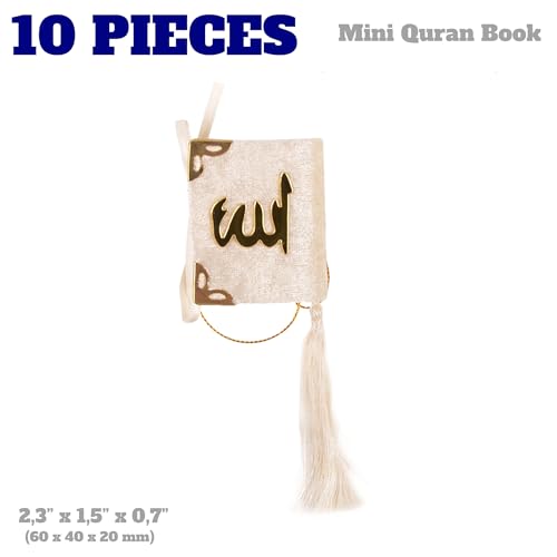 Set of 10 Quran Book for Muslim Favors Quran Book Arabic Hajj Favors Car Hanging Quran Islamic Gift (White) - color: White
