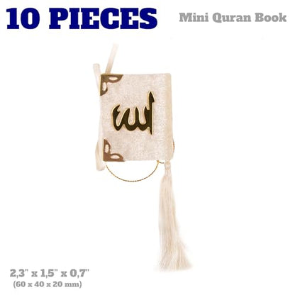 Set of 10 Quran Book for Muslim Favors Quran Book Arabic Hajj Favors Car Hanging Quran Islamic Gift (White) - color: White