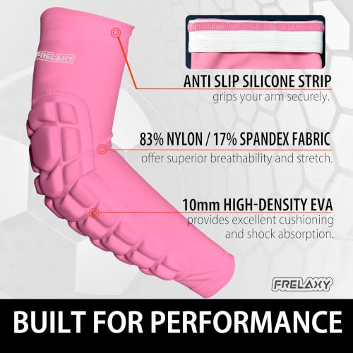 Frelaxy Elbow Pads, Padded Arm Sleeves for Volleyball and Football, 2 Pack - color: Pink, size: Large