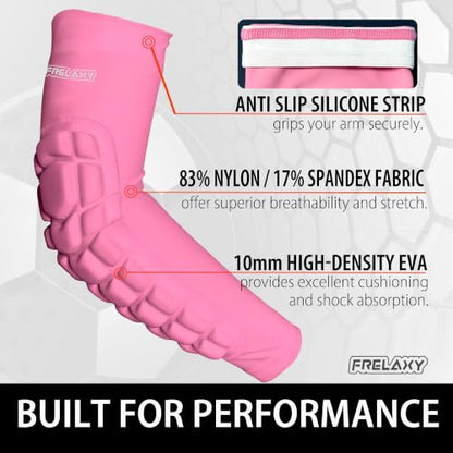 Frelaxy Elbow Pads, Padded Arm Sleeves for Volleyball and Football, 2 Pack - color: Pink, size: X-Large