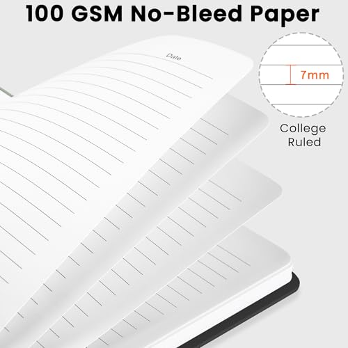 CICPAP Lined Spiral Journal Notebook, A5 College Ruled Notebook for Journaling, Note-Taking, and Daily Planning, Durable Hardcover with an Elegant Design, Black - color: B-Black