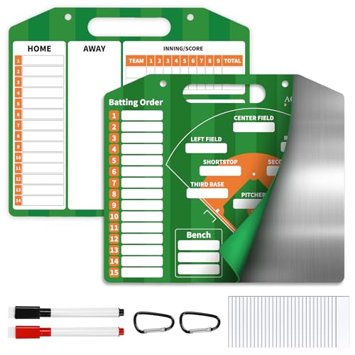 AOLEBA Baseball Lineup Board for Dugout,Dry Erase Magnetic Metal Baseball Clipboard for Coaches - style: Horizontal - Green