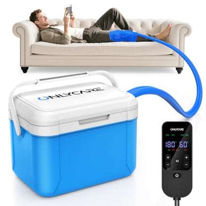 ONLYCARE Ice Machine for Knee After Surgery, Portable Cold Therapy Machine | Program Timer Ice Therapy Machine with Quiet Pump, Cold Compress Pad for Ankle Arm Joints Sports Injuries Cryotherapy Machine