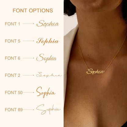 DayOfShe Custom Name Necklace for Women Gifts, 18K Gold Plated Layered Names Necklace Personalized Gifts for Birthday - color: Style 1-18K Gold Vermeil