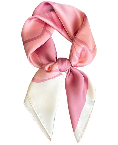 Dailyacc Hair Bandanas Scarf For Women Lightweight Fashion Neck Silk Satin Head Scarves For Sleeping Handbags Scarf - color: 14-pretty in Pink/27.5*27.5in