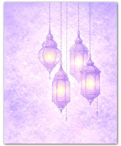 ZUKIY Islamic Wall Art - Faded Lantern Mist - Muslim Wall Decor for Living Room - Islamic Home Decor - 8x10 Unframed Poster - color: Faded Lantern Mist