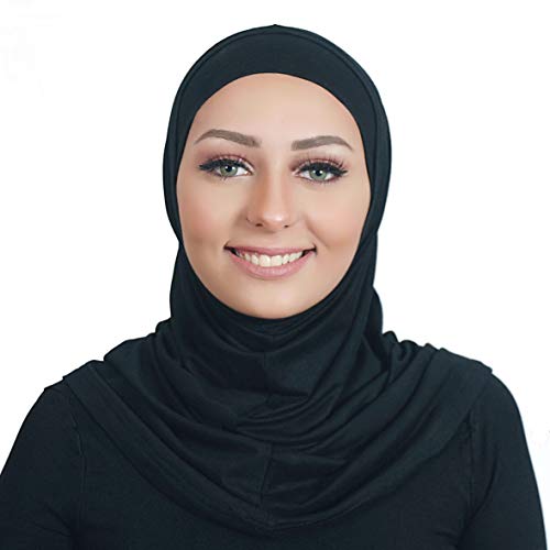 Al Ameera Muslim Hijab Cotton Amira 2 Piece Hood & Hijab Tube Underscarf Cap (Black)