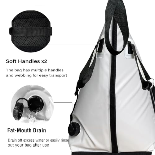 Buffalo Gear Insulated Fish Cooler - 27.5QT 58QT Waterproof Flat Bottom Bag, Leakproof and Fishing Kill Bag - color: White-69QT