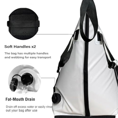 Buffalo Gear Insulated Fish Cooler - 27.5QT 58QT Waterproof Flat Bottom Bag, Leakproof and Fishing Kill Bag - color: White-69QT