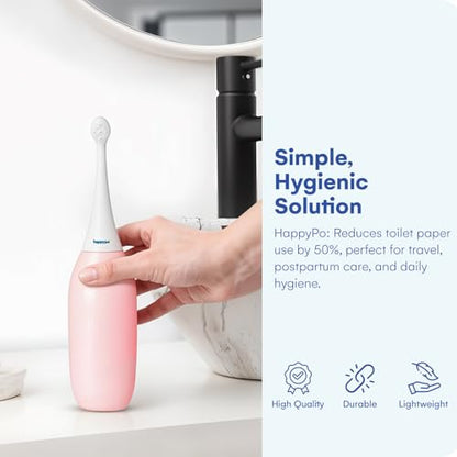 오리지널 HAPPYPO 휴대용 비데 l Easy-Bidet 2.0 교체용 물티슈와 샤워 화장실 l 휴대용 비데 스프레이 및 버트 샤워기 여행용 - 페리 보틀 산후 - 로즈 - color: 장미., size: 1개(1팩)