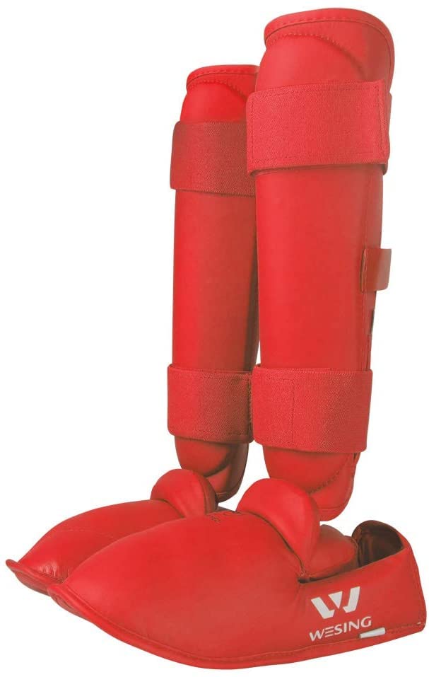 Wesing Karate Shin Instep Guard WKF Karate Shin Pad - color: Red, size: Large
