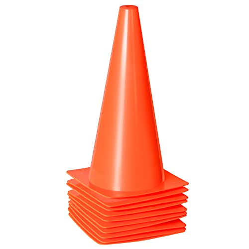 12 Inch Traffic Training Sports Cones, [10 Pack] Orange Safety Cones, Soccer Basketball Cones for Drills, Plastic Marker Cones for Indoor/Outdoor Activity & Festive Events - color: Orange, size: 12inch