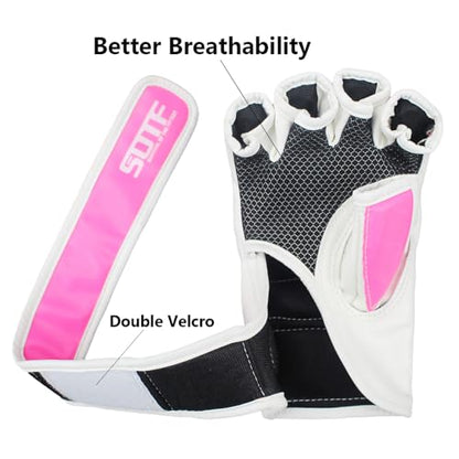 SOTF Punching Gloves for Adults MMA Training Gloves Men Fight Boxing Gloves Open Fingers Women - color: pink