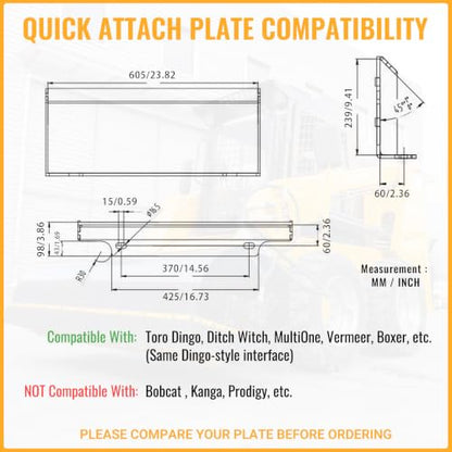 MMS Land Leveler Attachments for Mini Skid Steer Loader, 40" Grader Road Leveler, Loader Accessories Grader for Leveling Land, Gravel and Lawns