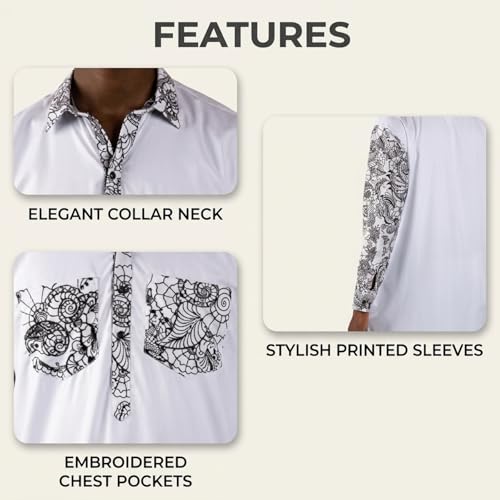 Men’s Thobe – Urban Printed Thobe for Men - Long Sleeve Islamic Robe - Kaftan for Eid, Prayer, Ramadan & Casual Outfits - size: X-Large