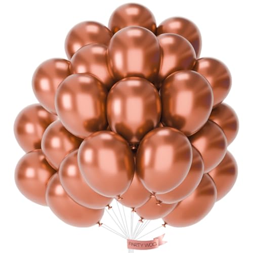 PartyWoo Copper Chrome Balloons 50pcs Metallic Brown Bronze Color 12 Inch - color: Metallic Brown, size: Gold