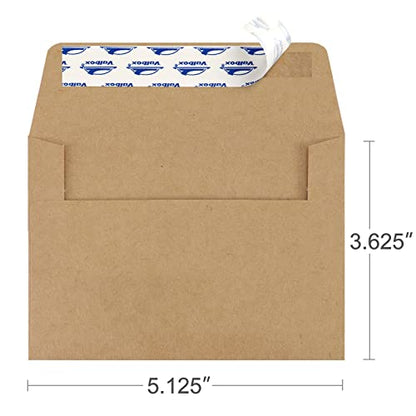 ValBox A1 Invitation Envelopes 100 Qty - 3.5 x 5" Brown Envelopes Self Seal for Invitations, Wedding, Baby Shower, Small Gift Cards, Thank You Notes, RSVP - 5.125 x 3.625 Inches - color: Brown, size: A1 (5.125 x 3.625 Inches)