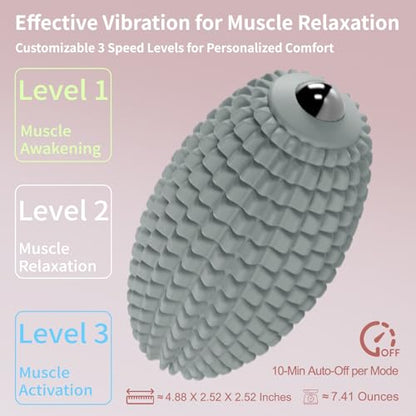 Vibrating Massage Ball for Full Body Relaxation, Silicone Trigger Point Massager Ball for Back, Neck, Foot, Muscle Recovery, Portable Rechargeable Massage Roller, 3 Vibration Modes (Grey) - color: Grey
