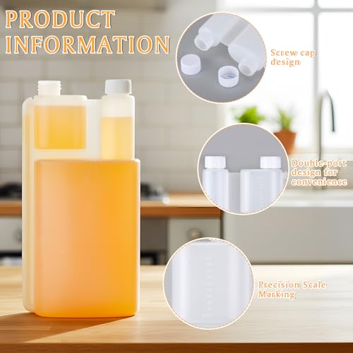 CHENGU Plastic Flask with Built in Shot Glass Measuring Bottles Graduated Chamber with Caps Liquid Dispenser for Liquids to Store and Pour for Concerts Travel Camping Party(1 Pc,33.8 Oz, 3.38 oz) - size: 33.8 Oz, 3.38 oz
