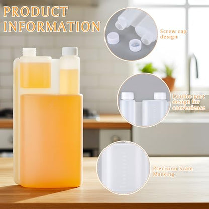 CHENGU Plastic Flask with Built in Shot Glass Measuring Bottles Graduated Chamber with Caps Liquid Dispenser for Liquids to Store and Pour for Concerts Travel Camping Party(1 Pc,33.8 Oz, 3.38 oz) - size: 33.8 Oz, 3.38 oz