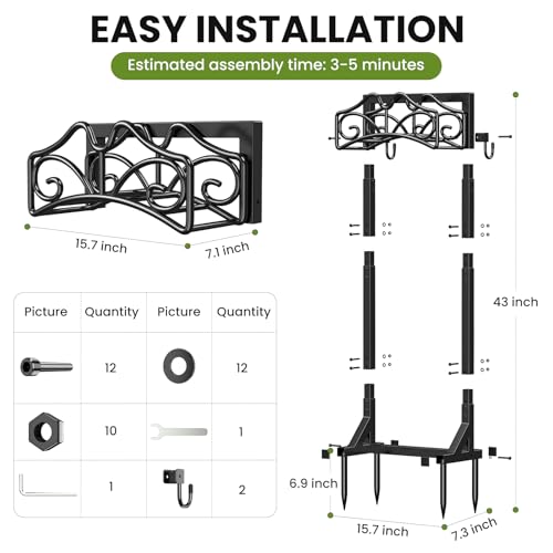 Garden Hose Holder, Heavy Duty, Freestanding for Outside, Metal | Detachable Water Hose Holder Stand, Garden Hose Reel Rack and Hose Storage Organizer for Outside Yard
