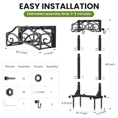 Garden Hose Holder, Heavy Duty, Freestanding for Outside, Metal | Detachable Water Hose Holder Stand, Garden Hose Reel Rack and Hose Storage Organizer for Outside Yard