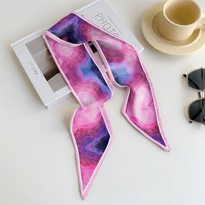 Head Hair Scarf Neck Silk Feeling Scarves Long Thin Satin Fashion Handbag Cute Decoration Women Girls 59 * 6.7'' - color: O-17-heart