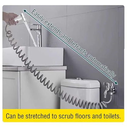 Bidet Stainless Steel Hand Shower, Muslim Stainless Steel Shower, Baby Cloth Diaper Spray Set with Spring Hose, wall Mount